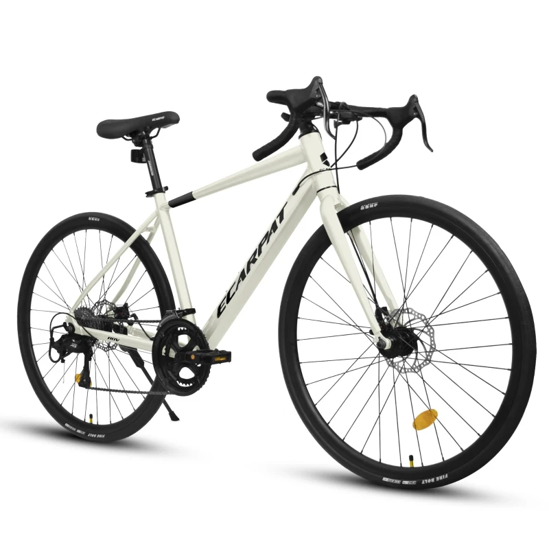 M Size 700C Road Bike with 16-Speed Lightweight Aluminum Frame, Perfect for City Commuting and Racing, Cream