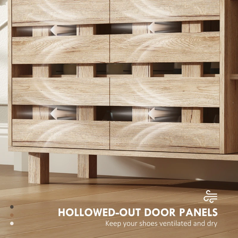 HOMCOM Shoe Cabinet, 21 Pair Shoe Storage Cabinet Organizer with 5-tier Double Door Cabinet and 5-tier Open Shelves, Beige