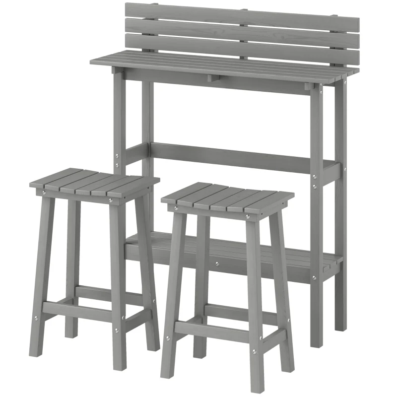 Outsunny 3 Piece Patio Bar Set with 43"H Bar Table and 2 Bar Stools, for Balcony, Backyard, Porch