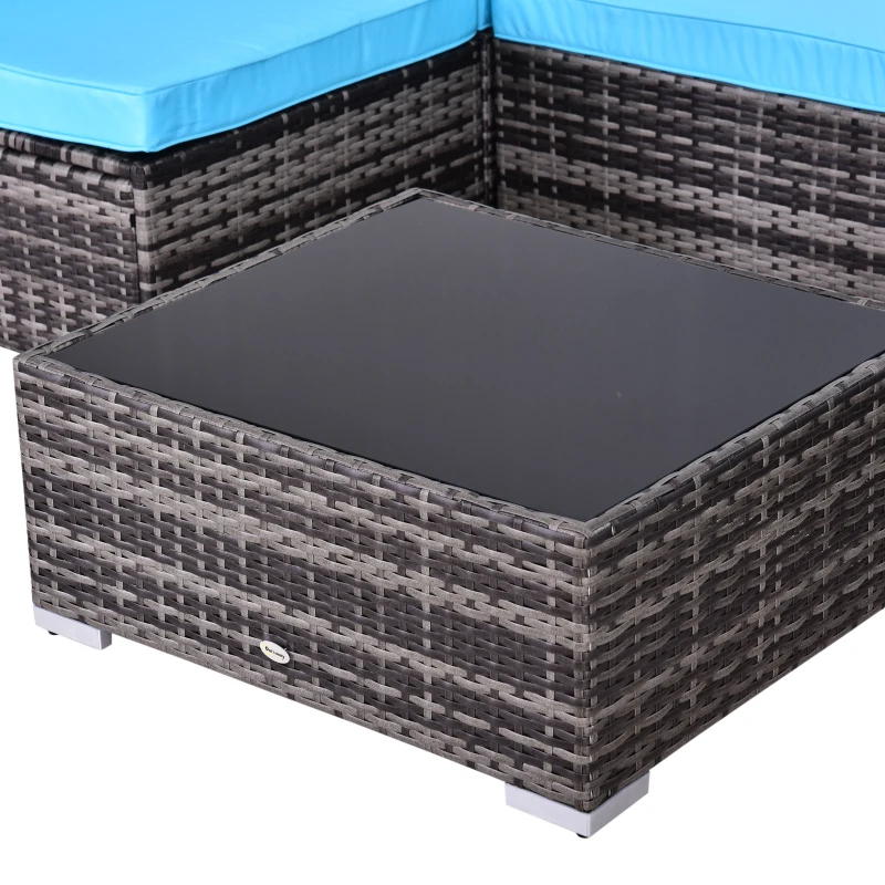 Outsunny 7 Pieces Outdoor Rattan Furniture Set, Patio Wicker Sectional Conversation Sofa Set w/ Cushions & Coffee Table