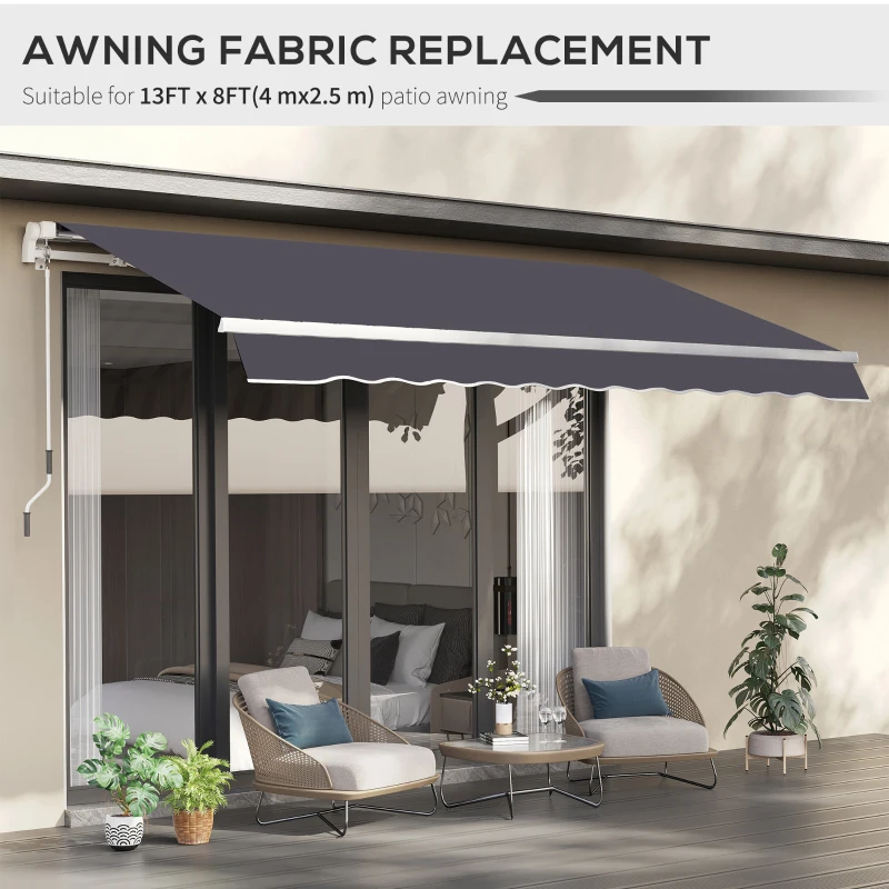 Outsunny 11' x 10' Retractable Awning Fabric Replacement Outdoor Sunshade Canopy Awning Cover, UV Protection, Grey