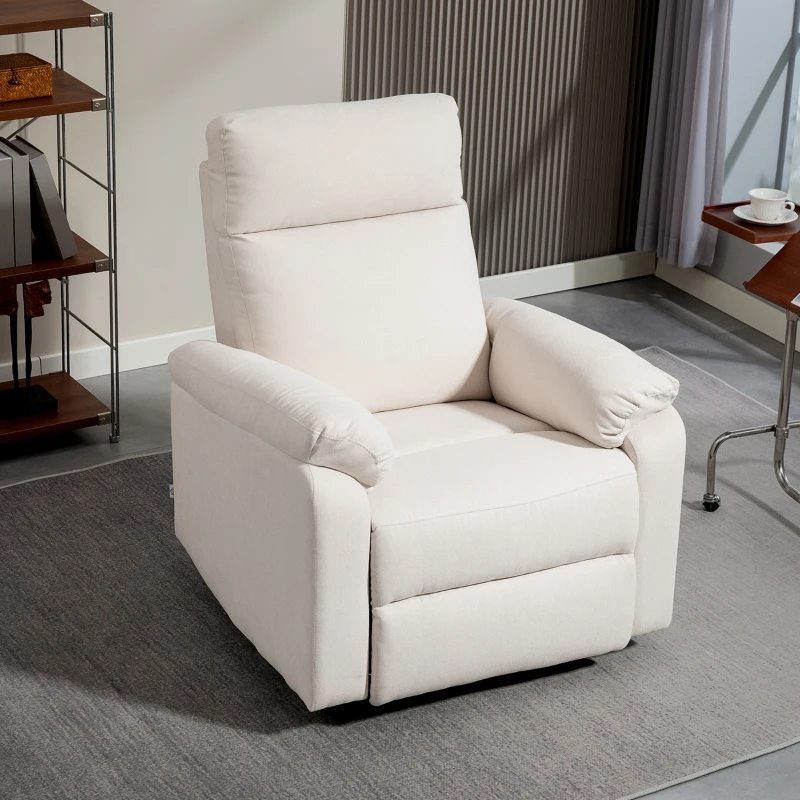 HOMCOM Recliner Chair, Wide Swivel Rocker Chair, Overstuffed Single Sofa with Pocket Spring, Footrest, Quick Assembly, Cream