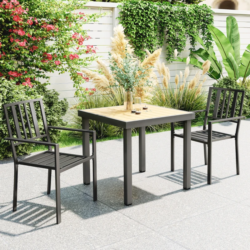 Outsunny Patio Dining Chairs with Metal Slatted Design, Black
