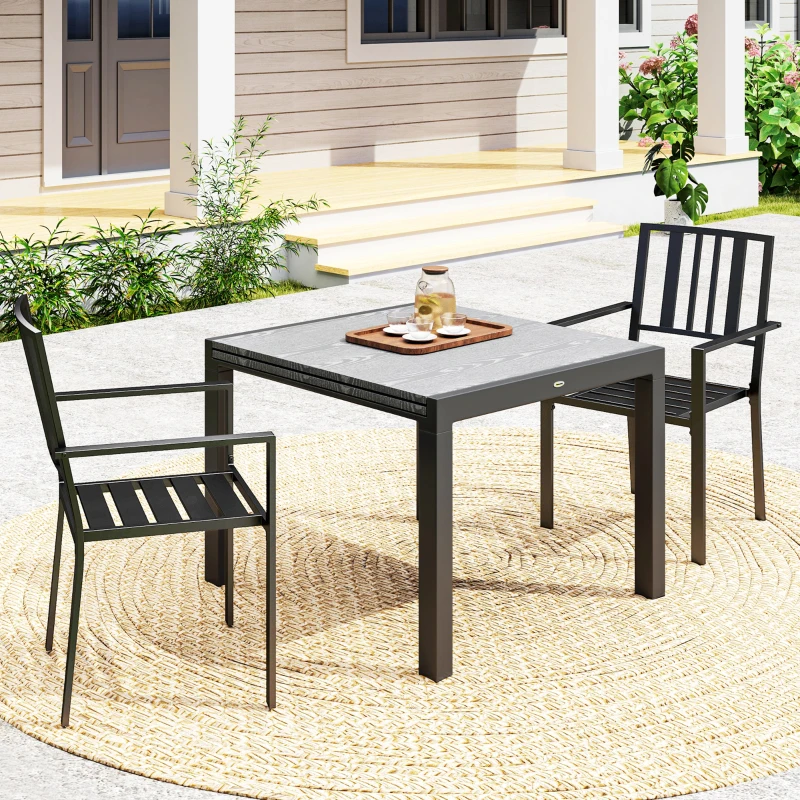 Outsunny Patio Dining Chairs with Metal Slatted Design, Black