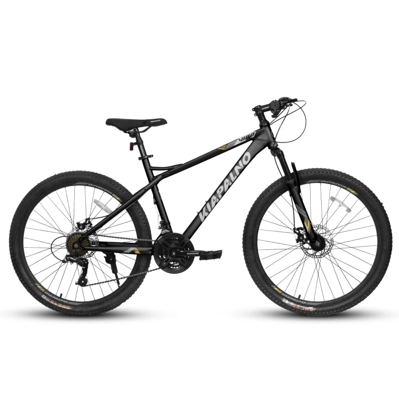 26" Mountain Bike with 21-Speed High-Carbon Steel Frame, Dual Disc Brakes, Adjustable Seatpost, 67" L x 26.5" W x 38.5" H, Black+Gray