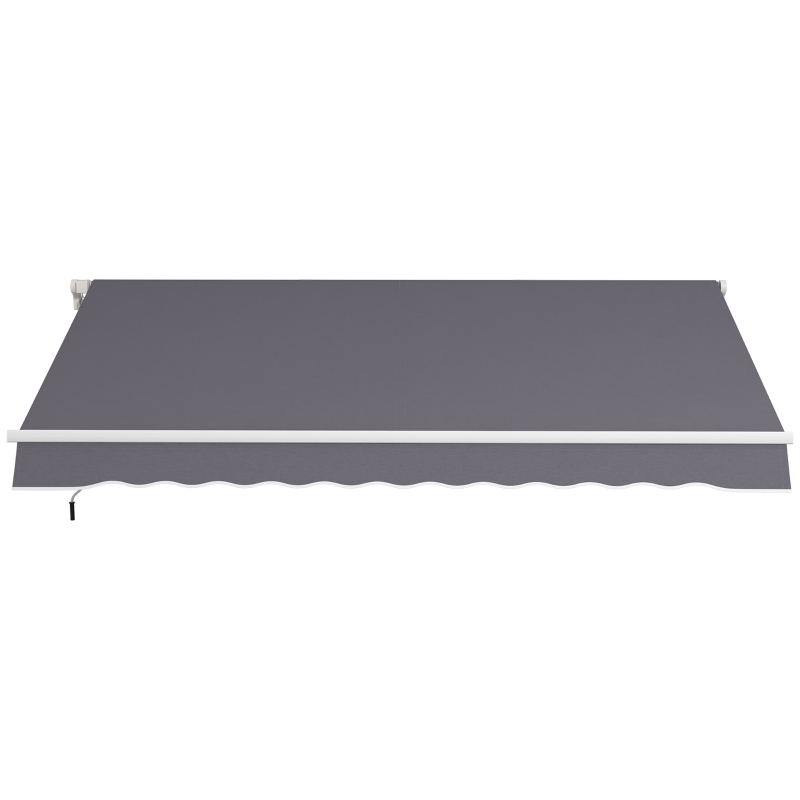 Outsunny 12' x 10' Manual Retractable Awning Outdoor Sunshade Shelter with Adjustable & Versatile Design, Dark Grey