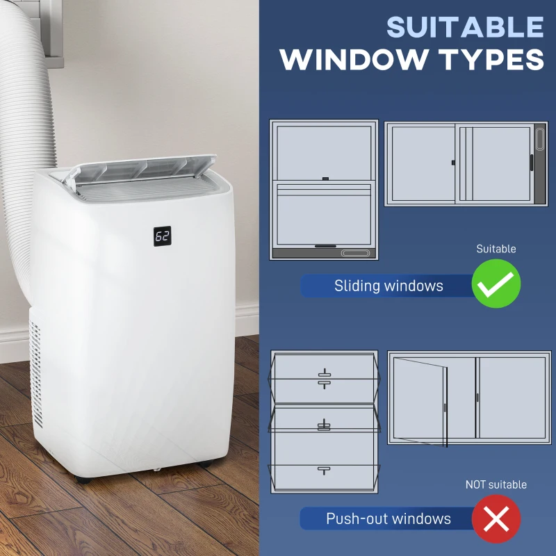 HOMCOM 14000 BTU Portable Air Conditioner, AC Unit with Cool, Dehumidifier, Fan, 549 Sq. ft, 24H Timer On Off, Window Kit