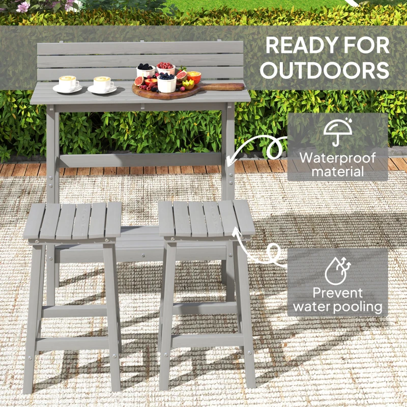 Outsunny 3 Piece Patio Bar Set with 43"H Bar Table and 2 Bar Stools, for Balcony, Backyard, Porch