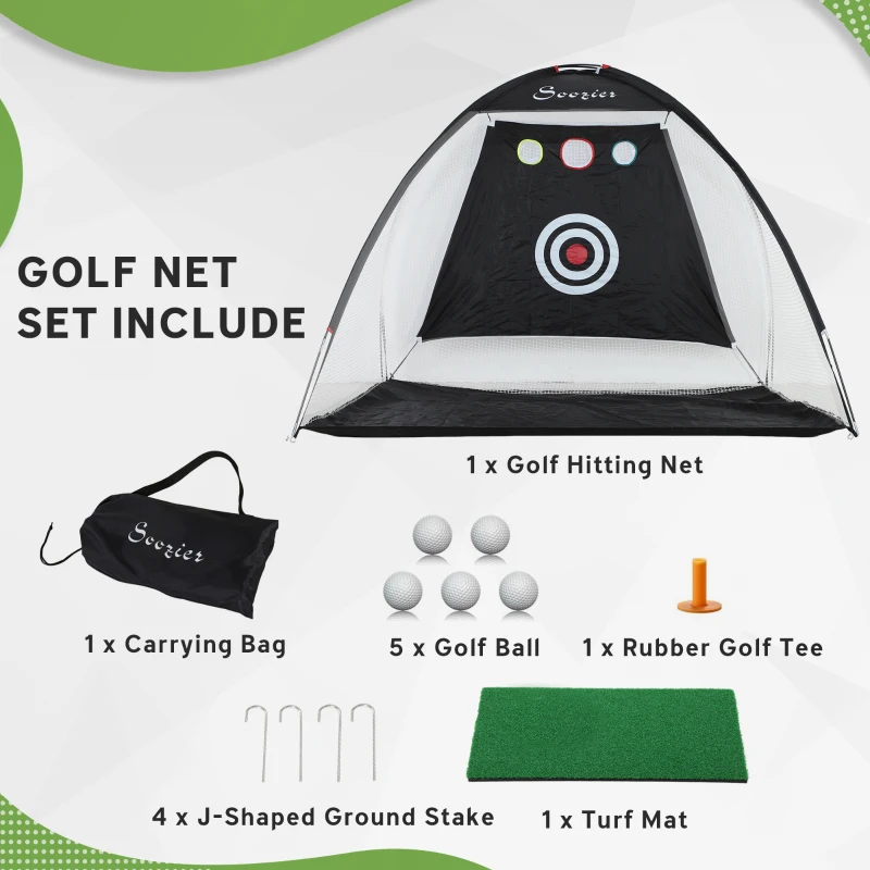 Soozier Golf Net, 10 x 6ft Golf Practice Net for Backyard Driving, Multi-Target Golf Hitting Net, Indoor, Outdoor