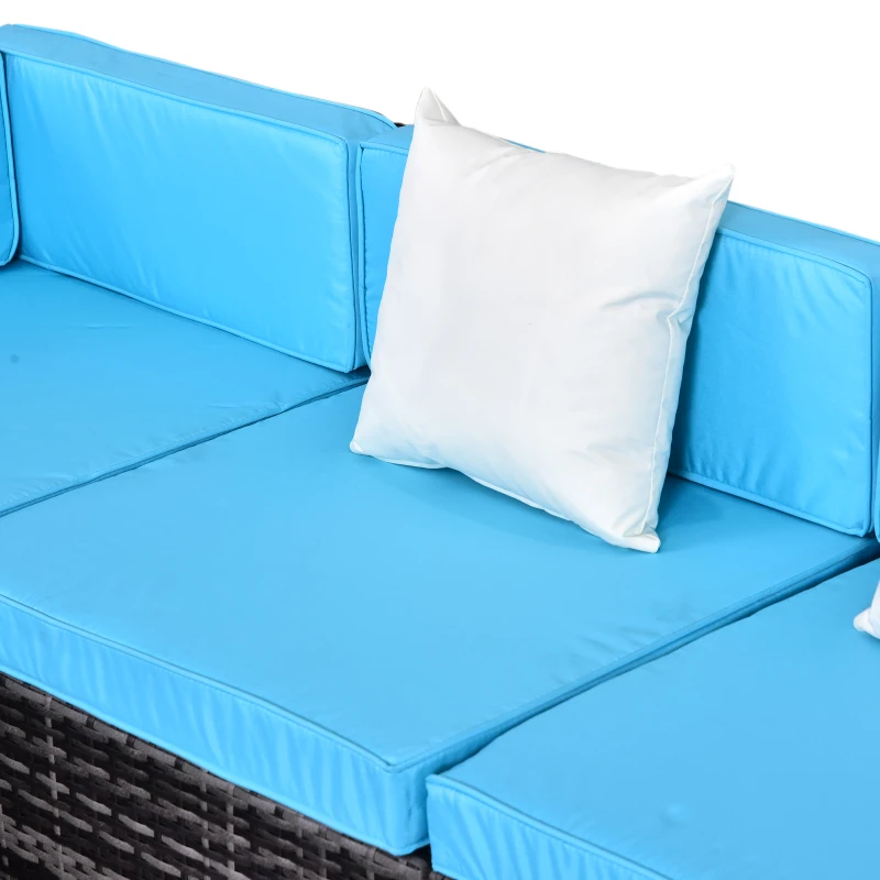 Outsunny 7 Pieces Outdoor Rattan Furniture Set, Patio Wicker Sectional Conversation Sofa Set w/ Cushions & Coffee Table