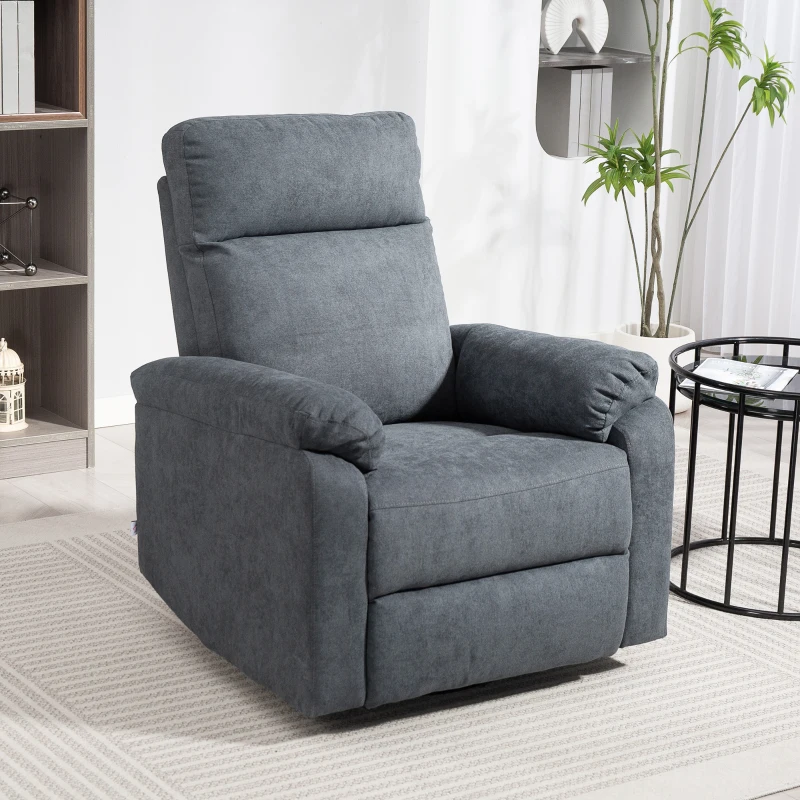 HOMCOM Recliner Chair, Wide Swivel Rocker Chair, Overstuffed Single Sofa with Pocket Spring, Footrest, Quick Assembly, Gray