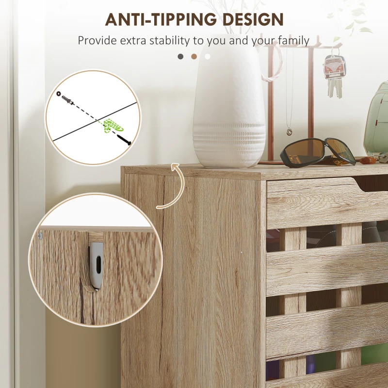 HOMCOM Shoe Cabinet, 21 Pair Shoe Storage Cabinet Organizer with 5-tier Double Door Cabinet and 5-tier Open Shelves, Beige