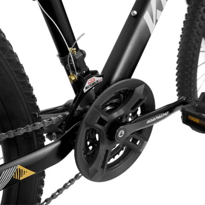 26" Mountain Bike with 21-Speed High-Carbon Steel Frame, Dual Disc Brakes, Adjustable Seatpost, 67" L x 26.5" W x 38.5" H, Black+Gray