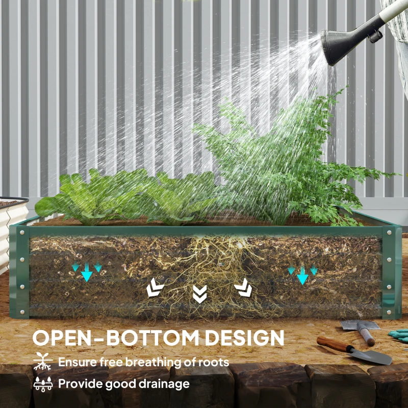 Outsunny Galvanized Raised Garden Bed, 4' x 4' x 1' Metal Planter Box, for Growing Vegetables, Flowers, Herbs, Succulents, Green