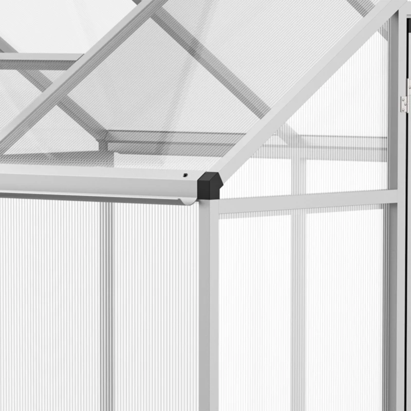 Outsunny 4' x 6.2' x 6.4' Walk-in Garden Greenhouse, Polycarbonate Panels Plants Flower Growth Shed, Cold Aluminum Frame Outdoor Portable Warm House