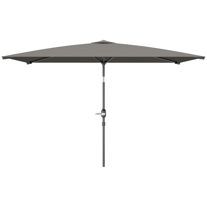 Outsunny 6.5x9.6ft Rectangle Aluminum Tilt Patio Umbrella, Garden Market Parasol, Outdoor Sunshade Canopy with Crank, Light Grey