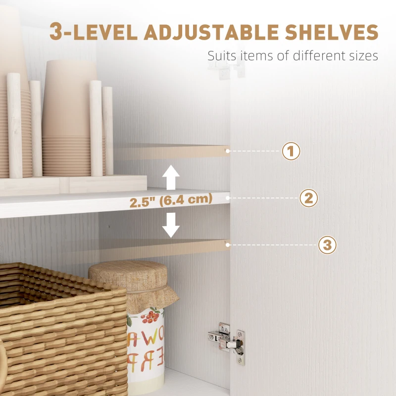 HOMCOM Sideboard Buffet Cabinet with Storage, Modern Coffee Bar Cabinet with 3 Drawers and Adjustable Shelves, Distressed White