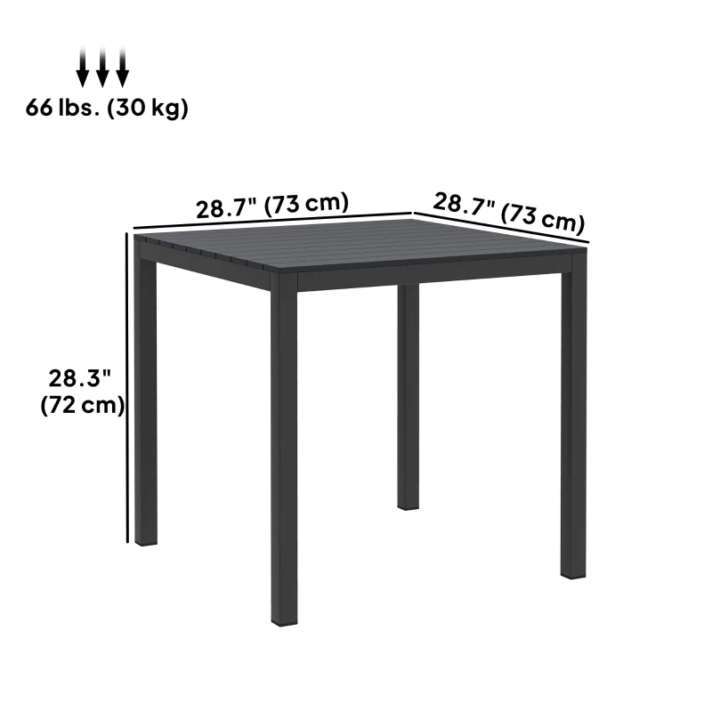 Outsunny Square Outdoor Dining Table for 4 with Aluminum Steel Frame, Black