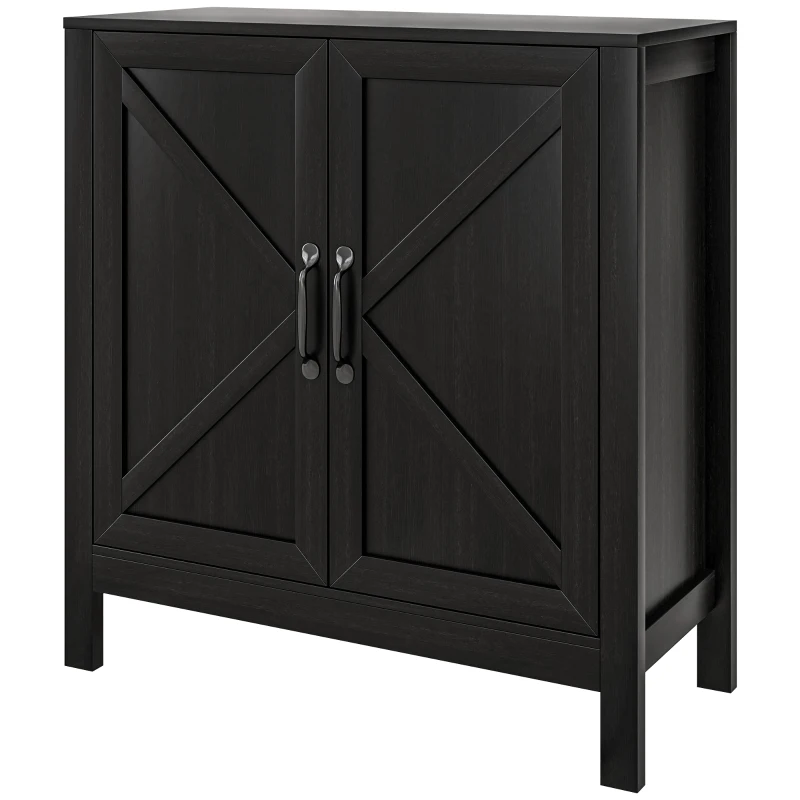 HOMCOM Sideboard Buffet, Kitchen Storage Cabinet with Barn Door and Adjustable Shelves, Storage Pantry, Black Oak