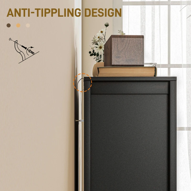 HOMCOM Sideboard Buffet, Kitchen Storage Cabinet with Barn Door and Adjustable Shelves, Storage Pantry, Black Oak