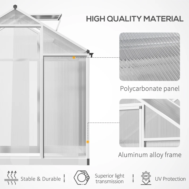 Outsunny 4' x 6.2' x 6.4' Walk-in Garden Greenhouse, Polycarbonate Panels Plants Flower Growth Shed, Cold Aluminum Frame Outdoor Portable Warm House