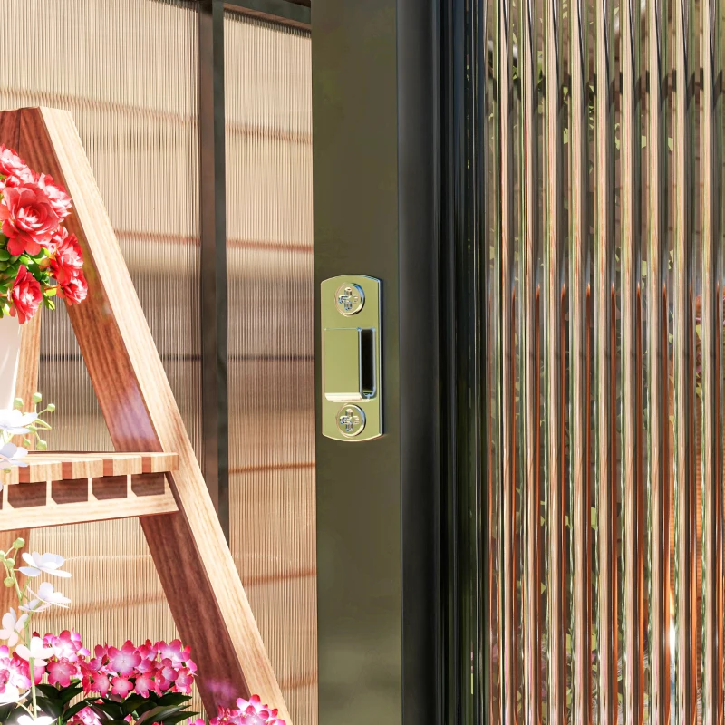 Outsunny 6' x 10' x 6.4' Polycarbonate Greenhouse, Aluminum Walk-In Green House Kit Garden, Plants Grow with Rain Gutter and Roof Vent, Charcoal Grey