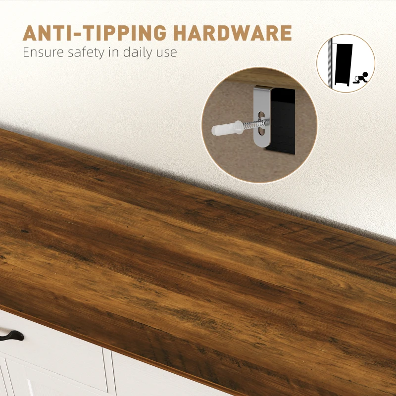 HOMCOM Sideboard Buffet Cabinet with Storage, Modern Coffee Bar Cabinet with 3 Drawers and Adjustable Shelves, Distressed White