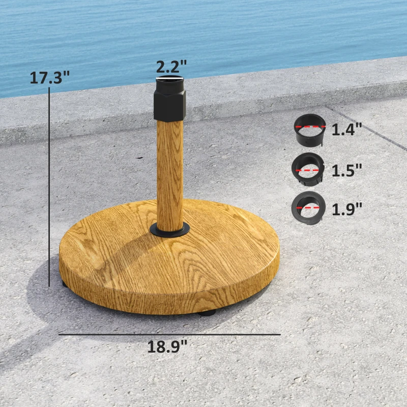 Outsunny Patio Umbrella Base Holder, Outdoor Umbrella Base with Adjustable Pads, Heavy Duty Patio Umbrella Stand Base for Garden, Poolside, Nature Wood