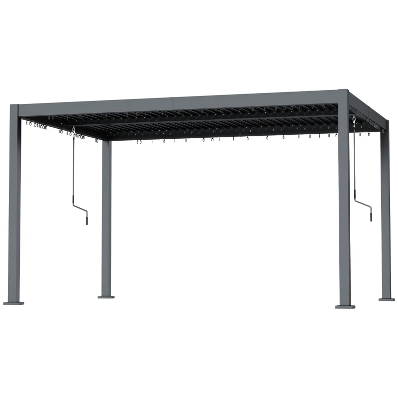 Outsunny 10' x 12' Louvered Pergola with Adjustable Metal Roof and Aluminum Frame, Outdoor Hardtop Gazebo with Drainage System
