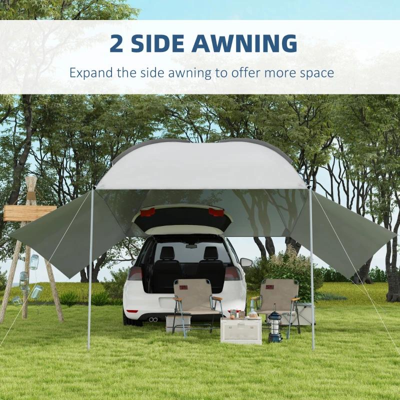 Outsunny Portable SUV Tailgate Tent with Awning and 2 Side Walls, Rooftop Car Awning Sun Shelter, for Truck, RV, Van, Trailer