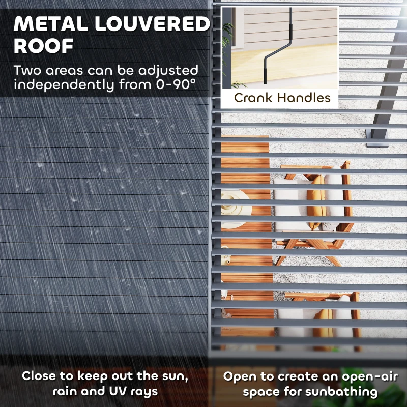 Outsunny 10' x 10' Louvered Pergola with Adjustable Metal Roof and Aluminum Frame, Outdoor Hardtop Gazebo with Drainage System