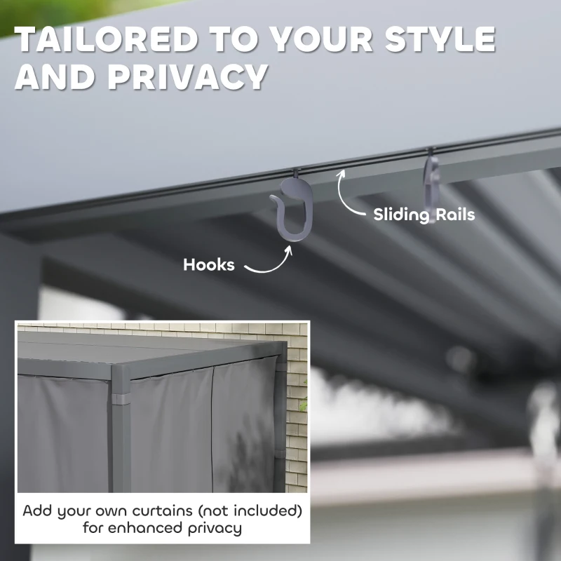 Outsunny 10' x 10' Louvered Pergola with Adjustable Metal Roof and Aluminum Frame, Outdoor Hardtop Gazebo with Drainage System