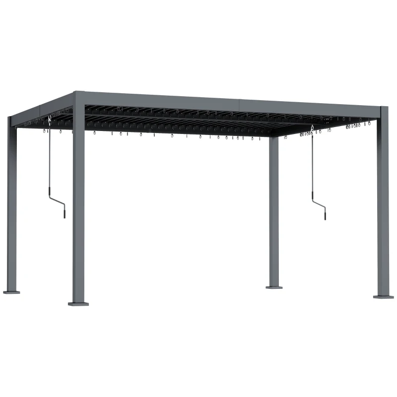 Outsunny 10' x 12' Louvered Pergola with Adjustable Metal Roof and Aluminum Frame, Outdoor Hardtop Gazebo with Drainage System