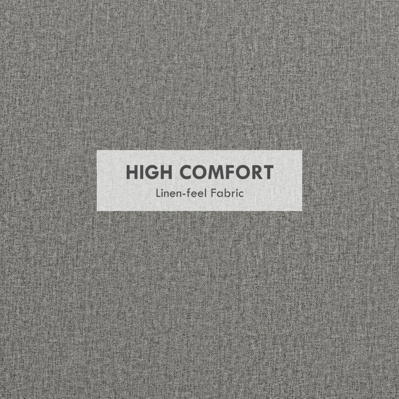 HOMCOM Round Coffee Table, End Table with Hidden Storage and Tray Top, Linen Upholstered Footrest for Living Room