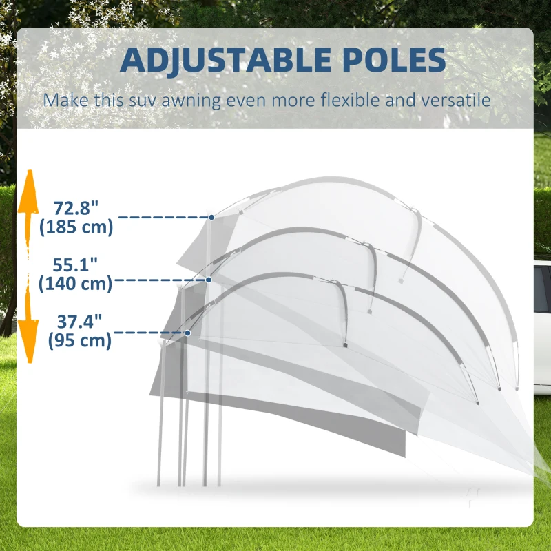 Outsunny Portable SUV Tailgate Tent with Awning and 2 Side Walls, Rooftop Car Awning Sun Shelter, for Truck, RV, Van, Trailer