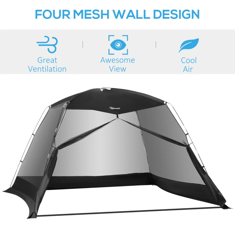 Outsunny 10 x 10 ft Canopy Screen Tent, Outdoor Screen House Camping Gazebo with Portable Carry Bag for 4-6 People, Black