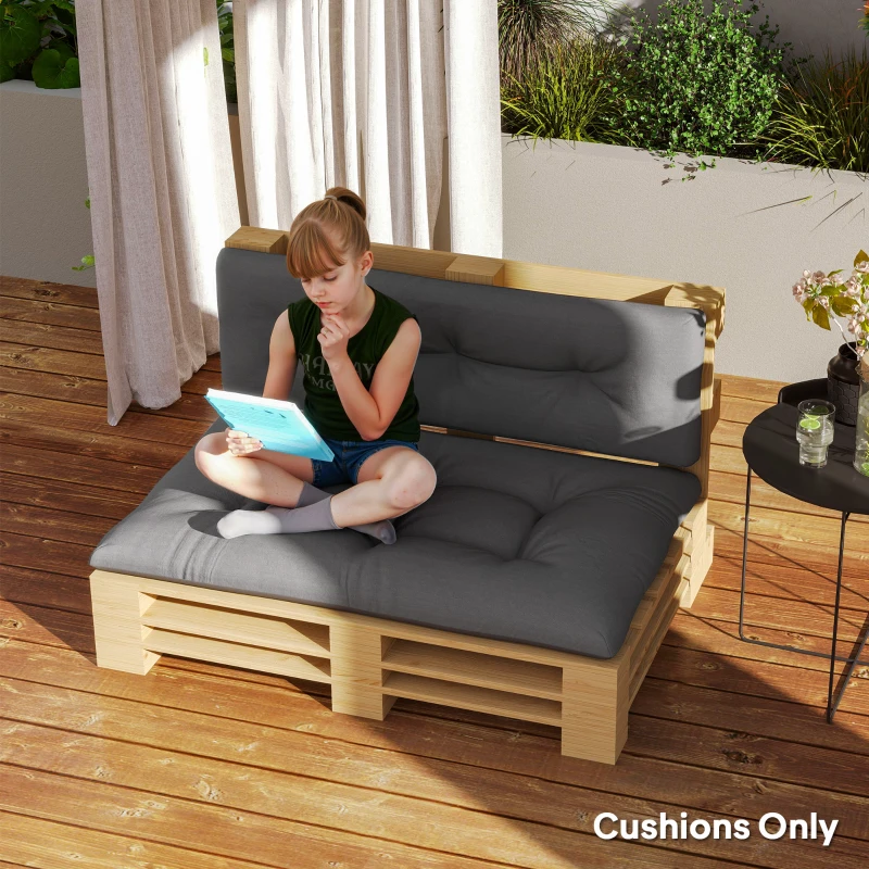 Outsunny 2 Seater Pallet Cushions Outdoor 3.9" Thick Replacement Cushions - Tufted Design for Garden, Patio, Dark Gray