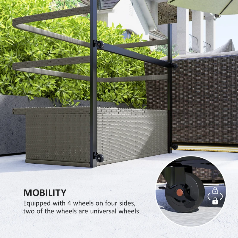 Outsunny PE Rattan Pool Float Storage Organizer with Wheels, Mixed Gray