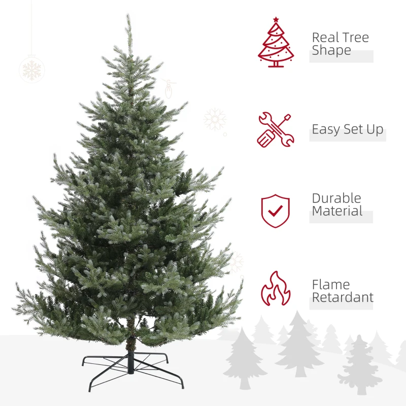 HOMCOM 6' Artificial Wide Christmas Tree Holiday Décor, with Easy-to-Shape Branches, Auto Open, Steel Base, Green