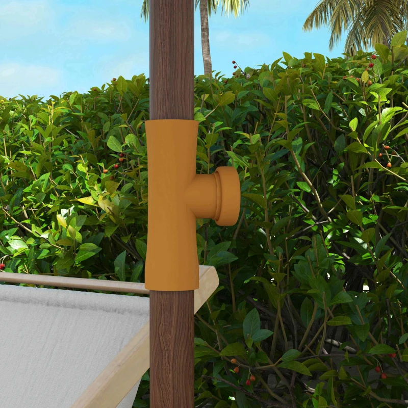 Outsunny 6.2' Beach Umbrella for Travel, Vent, Ruffles, Carry Bag, Portable Outdoor Umbrella for Garden, Light Grey