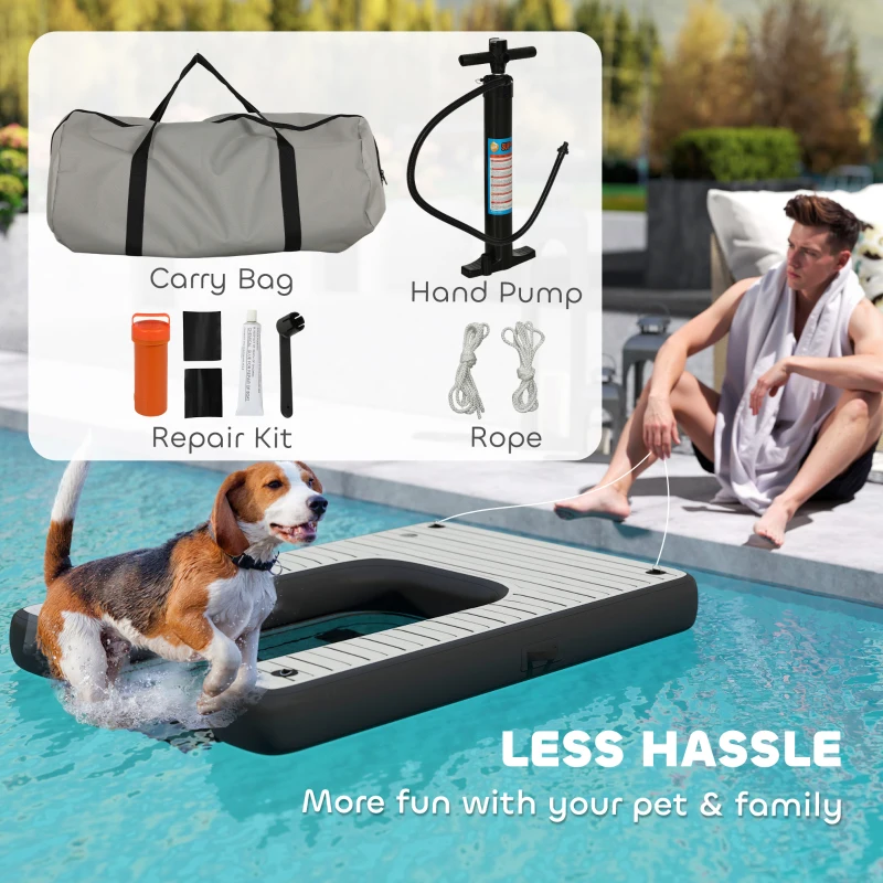 PawHut Inflatable Dog Boat Ramp Up to 286 lbs, for Boat, Dock, Lake, Non-Slip, Safe & Easy