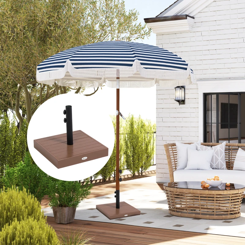 Outsunny Patio Umbrella Base, 42 lbs. Concrete Heavy Duty Umbrella Base for 1.25/1.5" Poles, Coffee