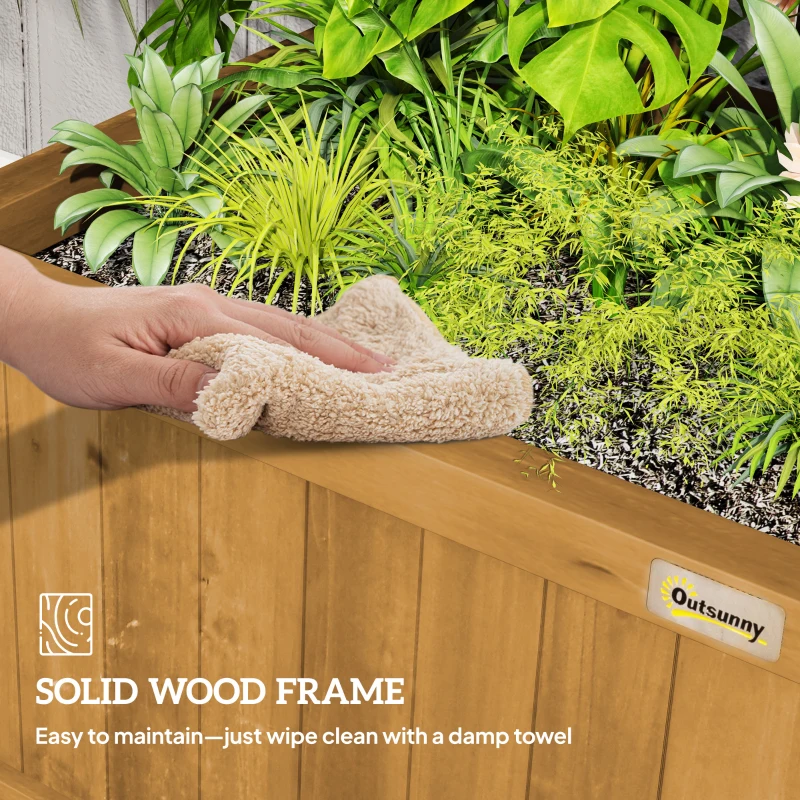 Outsunny Wood Planter with Trellis for Vine Climbing, Raised Garden Bed, Privacy Screen for Backyard, Patio, Deck, Yellow