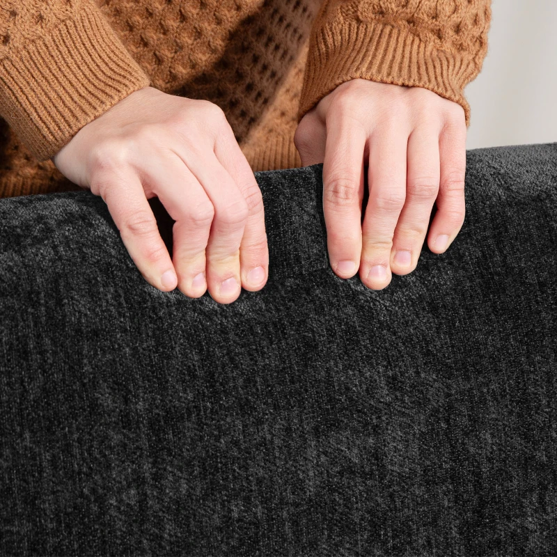 HOMCOM Velvet Feel Fabric 2 Seater Sofa, Small Sofa Loveseat with 8.3" Thick Padding and Wood Legs, Black