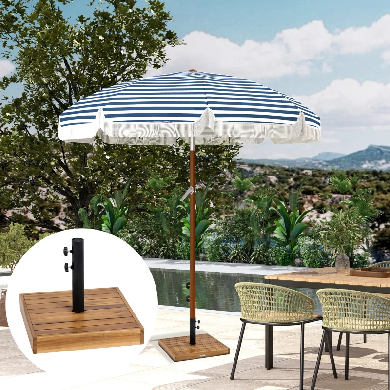 Outsunny Patio Umbrella Base, 42 lbs. Concrete Heavy Duty Umbrella Base for 1.25/1.5" Poles, Teak