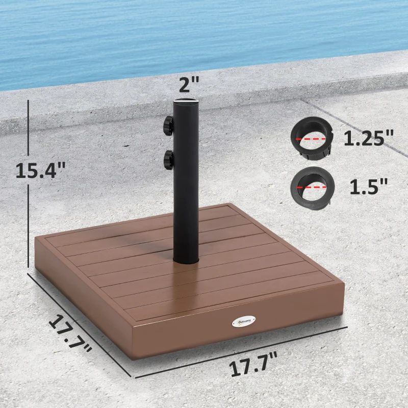 Outsunny Patio Umbrella Base, 42 lbs. Concrete Heavy Duty Umbrella Base for 1.25/1.5" Poles, Coffee
