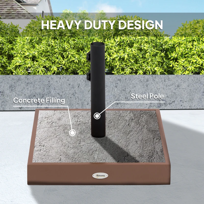 Outsunny Patio Umbrella Base, 42 lbs. Concrete Heavy Duty Umbrella Base for 1.25/1.5" Poles, Coffee
