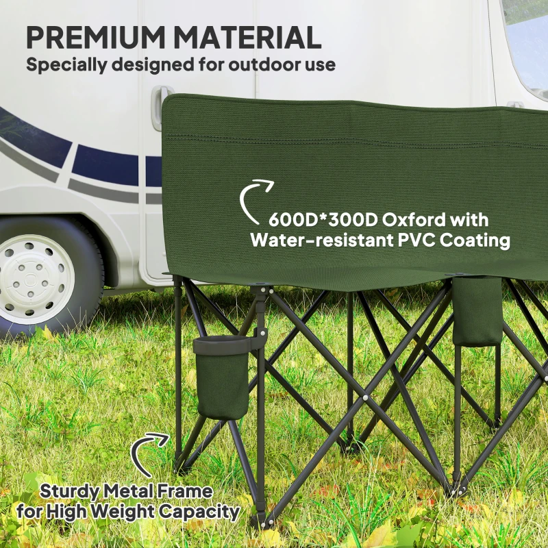 Outsunny 6 Seat Folding Camping Chair with Cup Holder and Carrying Case for Camping, Picnic, Sports Events, Dark Green