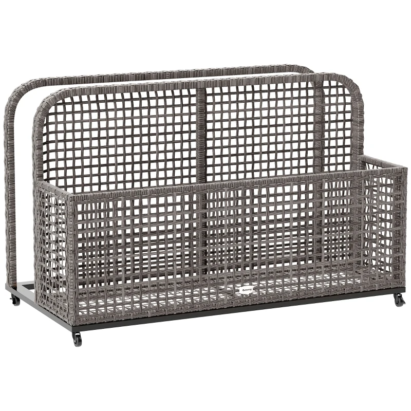 Outsunny Pool Float Storage, Pool Caddy, with Wheels, 43.25" L x 22.5" W x 28" H, Light Gray