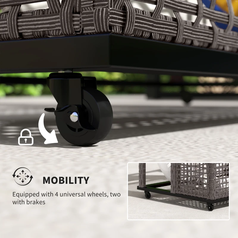 Outsunny Pool Float Storage, Pool Caddy, with Wheels, 43.25" L x 22.5" W x 28" H, Light Gray